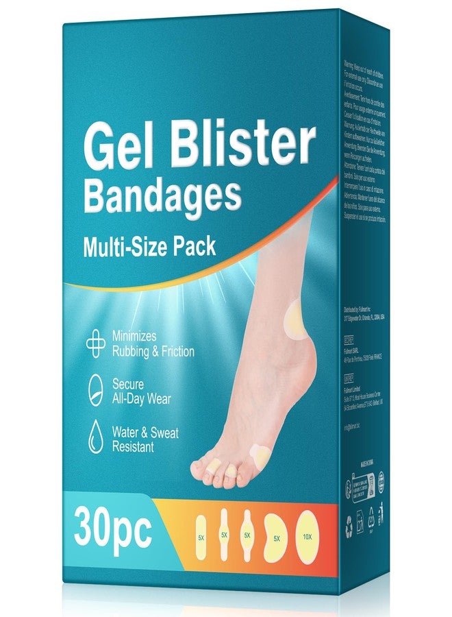 Uruses 30PCS Hydrocolloid Gel Blister Bandages Pads, Multi-Size Waterproof Adhesive Blister Bandages, Waterproof Blisters Pads & Blisters Cushions for Heel, Toe & Foot - Image 1